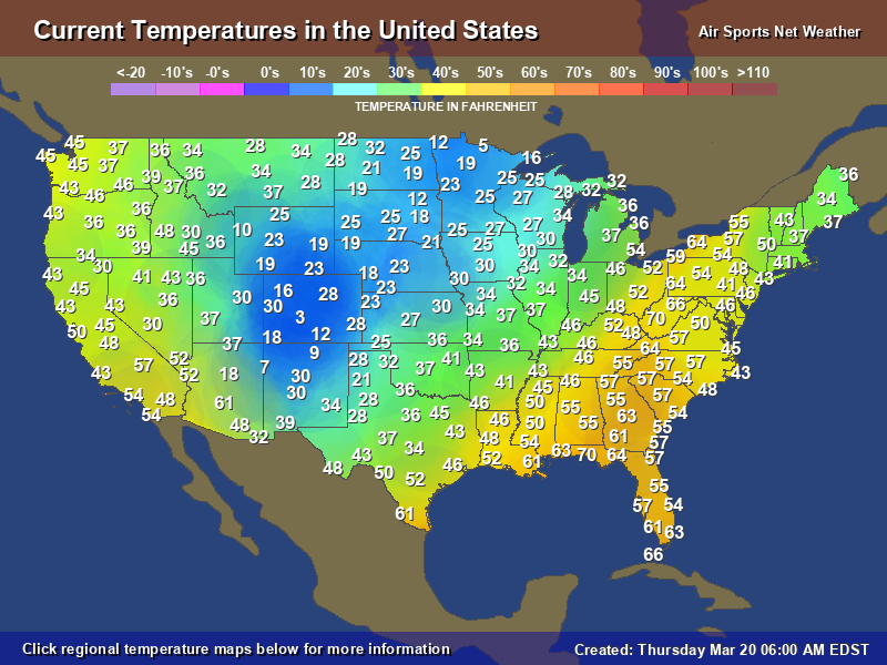 CURRENT NATIONAL TEMPERATURES MAP 3 OF 4