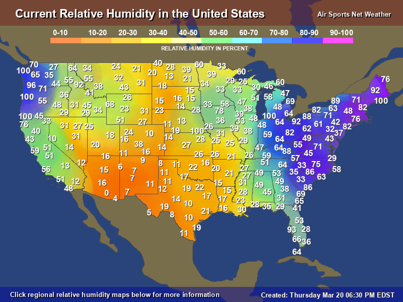 Humidity Chart Usa