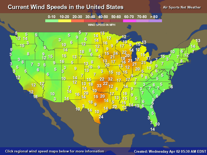 wind speed map