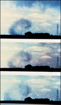 Time sequence showing microburst moving dust.