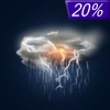 20% chance of thunderstorms Thursday Night