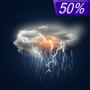 50% chance of thunderstorms Overnight