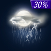 30% chance of thunderstorms Wednesday Night