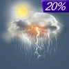 20% chance of thunderstorms on Monday