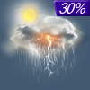 30% chance of thunderstorms on Today