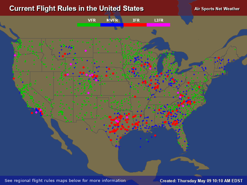 Flight Rules Map for the United States