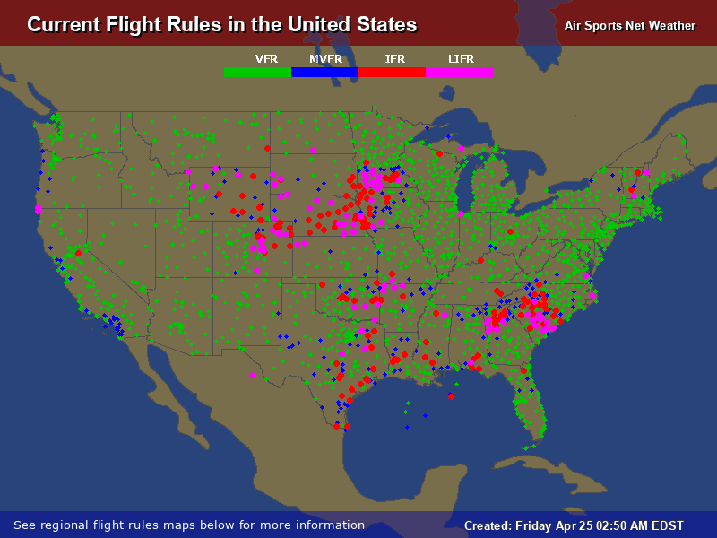 Flight Rules Map for the United States