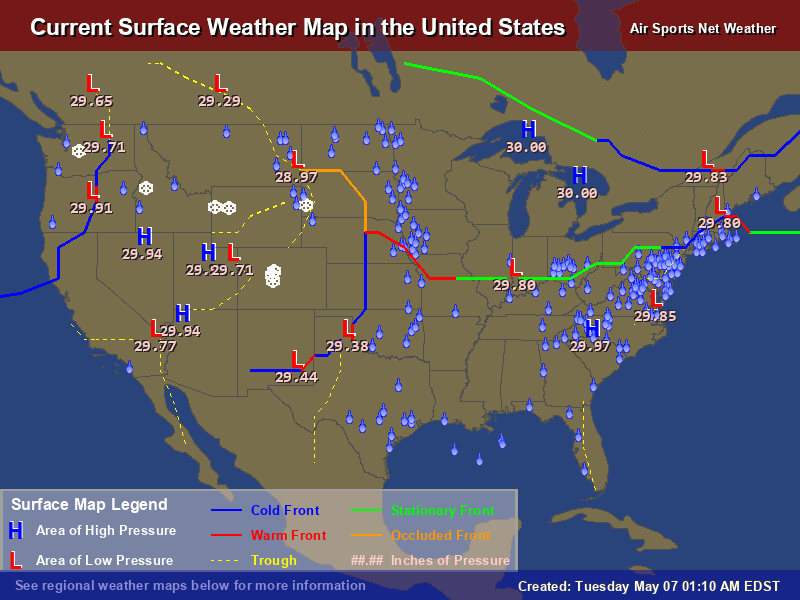 Current Surface Weather Map for the United States