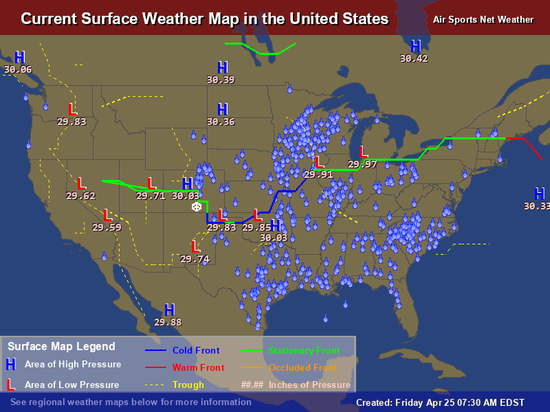 USA Weather Observations Surface-weather-map