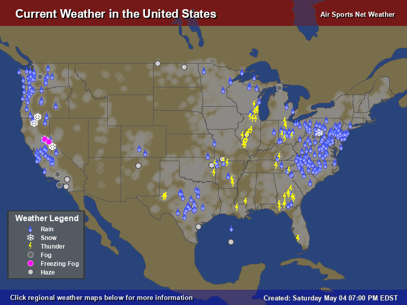 Current Weather Map of Conditions in the United States