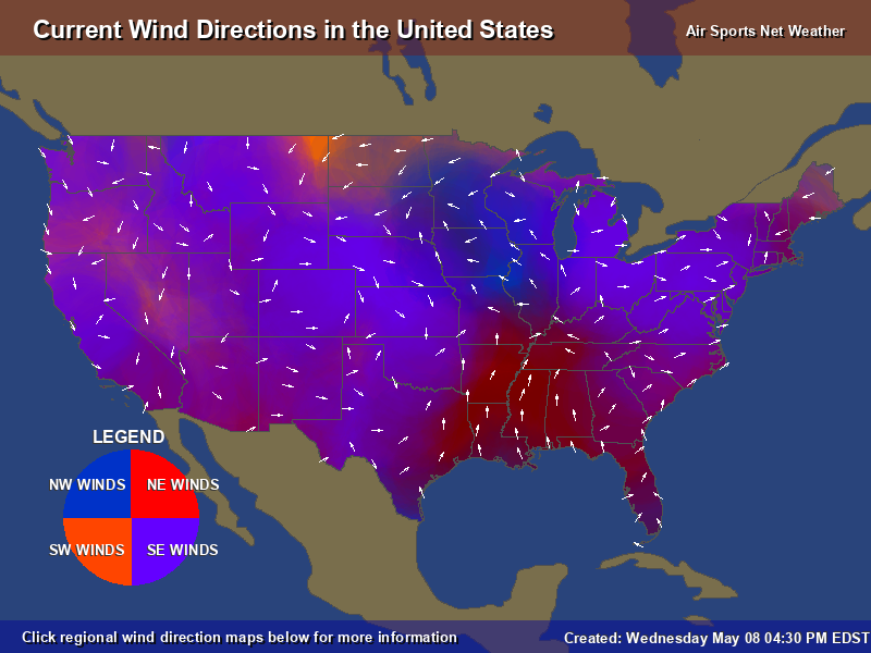 Wind Direction Map for the United States