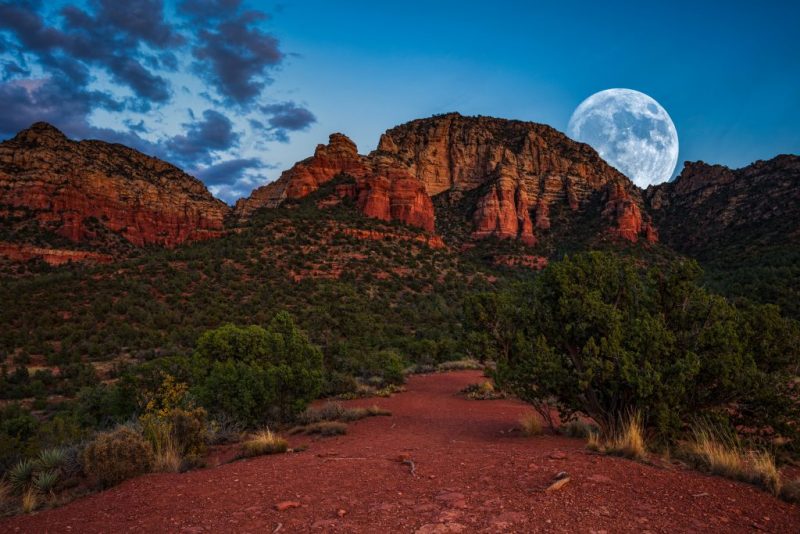 Supermoon rising over Sedona, Arizona